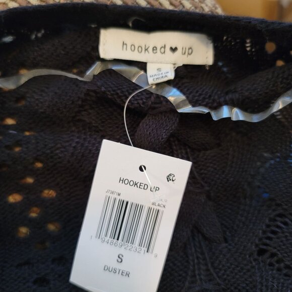 Womans Black Duster Hooked Up Open Knit Cardigan Sweater Size Small jj3597 - Picture 9 of 9